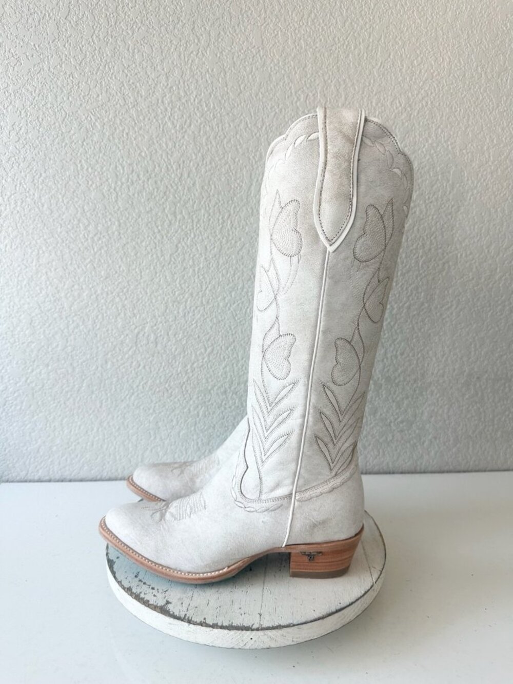 Lane SWEET MEMORIES Knee High Womens White Cowboy Boots Cowgirl Western Tall 8.5 - Picture 4 of 10